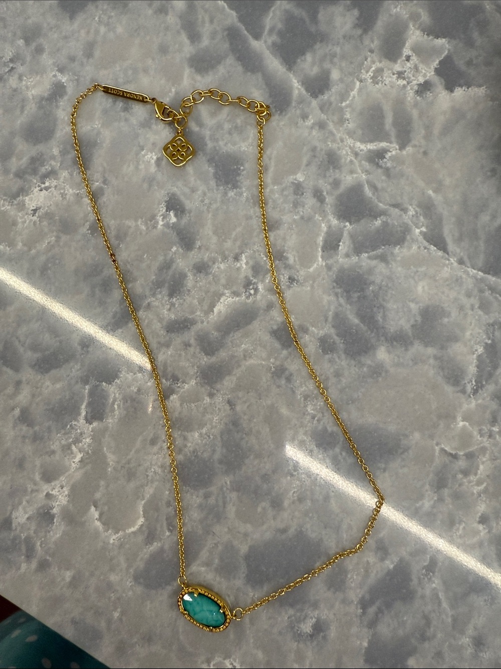 Kendra Scott Gold Necklace with Turquoise Oval Pendant